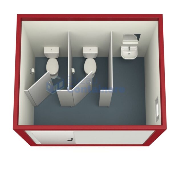 container sanitar buzau 3metri 2wc rosu