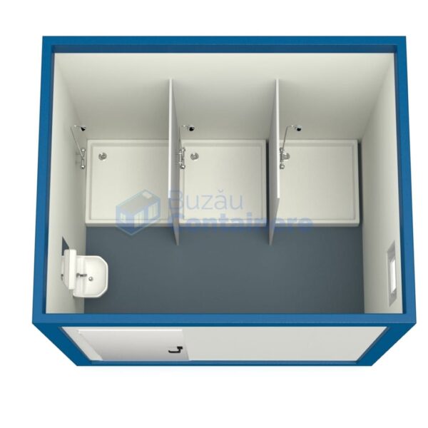 container sanitar buzau 3metri 3dusuri albastru