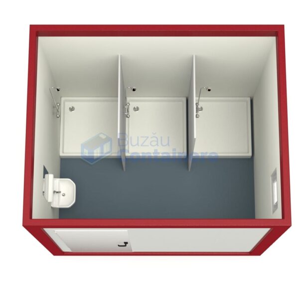 container sanitar buzau 3metri 3dusuri rosu