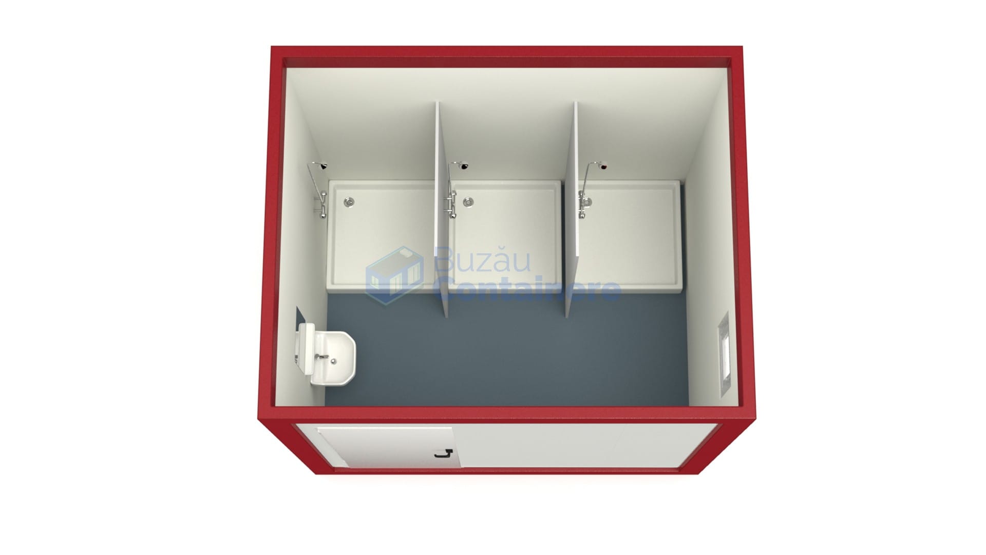container sanitar buzau 3metri 3dusuri rosu