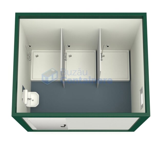 container sanitar buzau 3metri 3dusuri verde