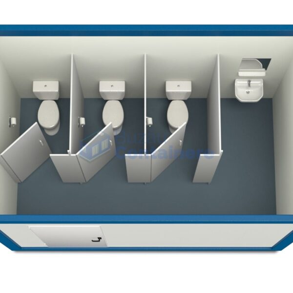 container sanitar buzau 4metri 3wc albastru