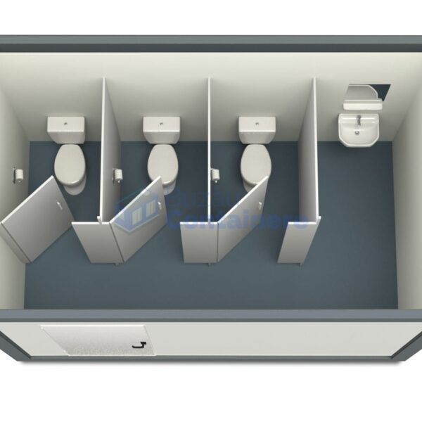 container sanitar buzau 4metri 3wc gri