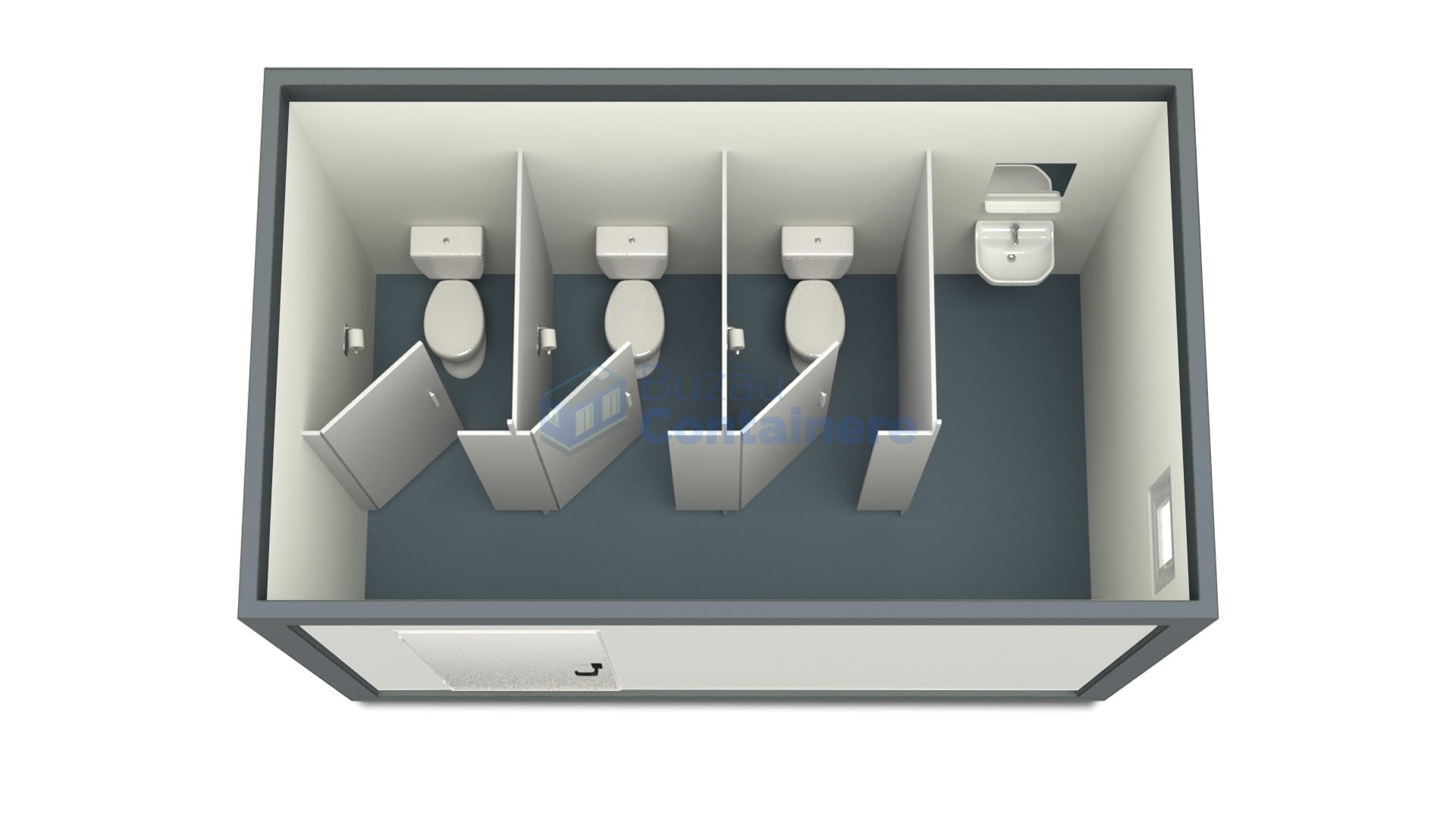 container sanitar buzau 4metri 3wc gri