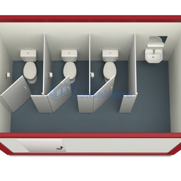 container sanitar buzau 4metri 3wc rosu