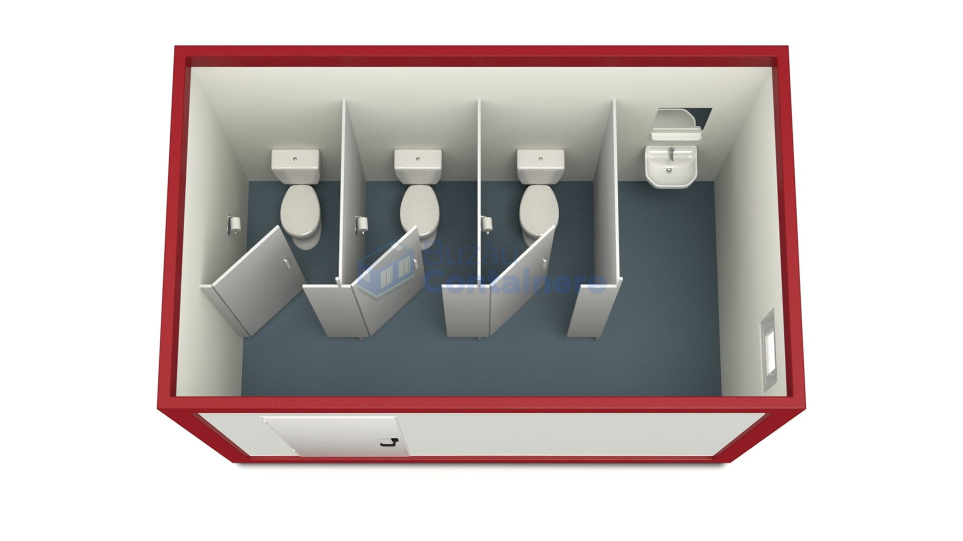 container sanitar buzau 4metri 3wc rosu
