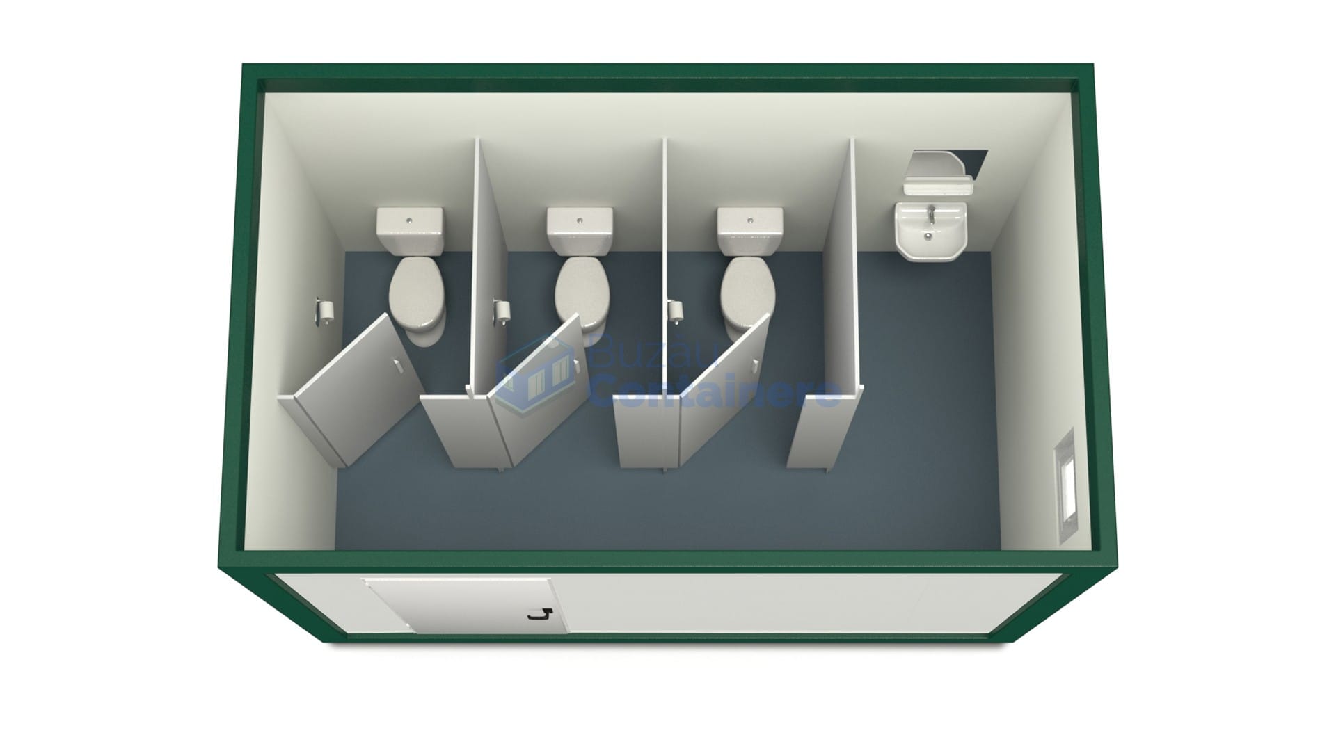 container sanitar buzau 4metri 3wc verde