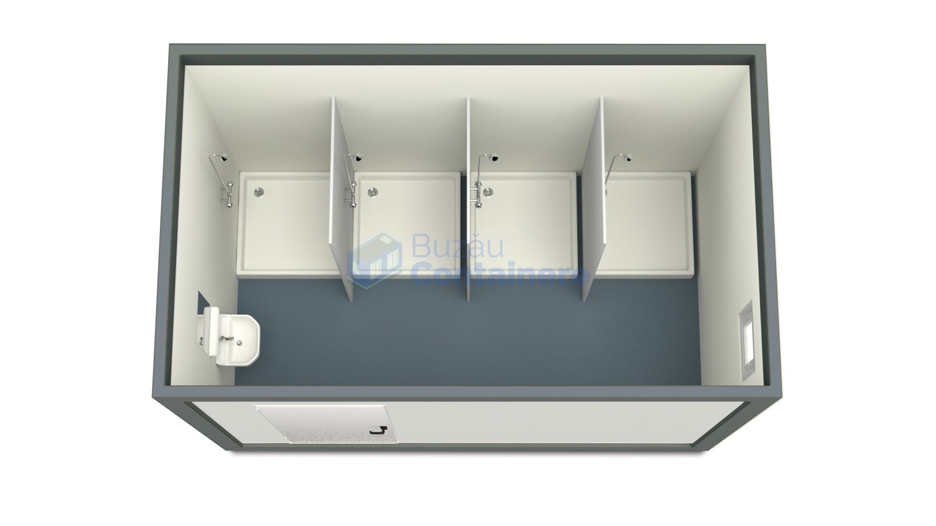 container sanitar buzau 4metri 4dusuri gri
