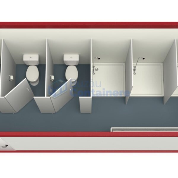 container sanitar buzau 6metri 3dusuri 3wc rosu