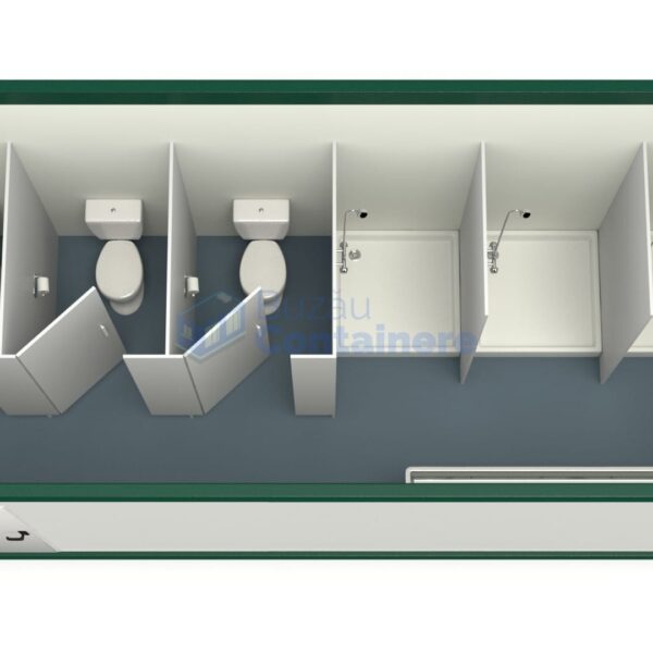 container sanitar buzau 6metri 3dusuri 3wc verde