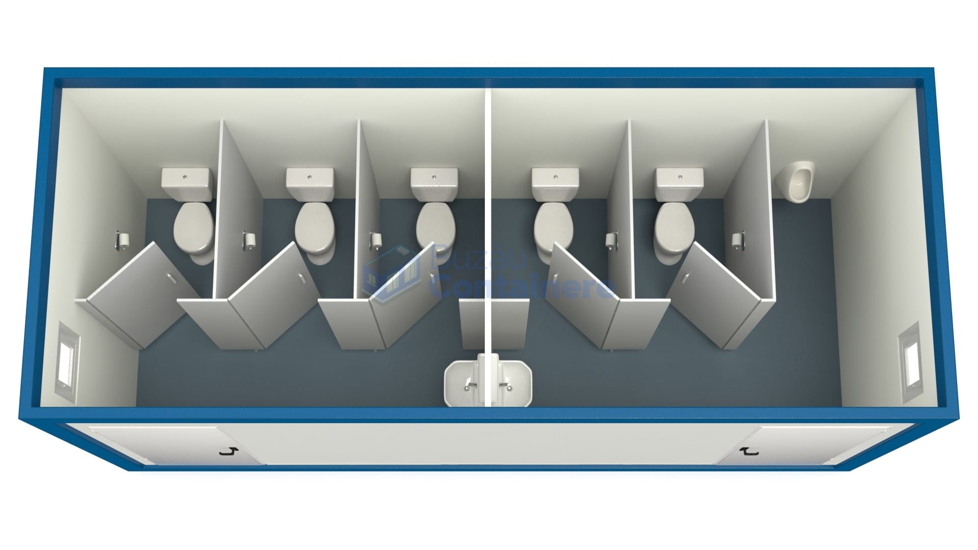 container sanitar buzau 6metri 5wc albastru
