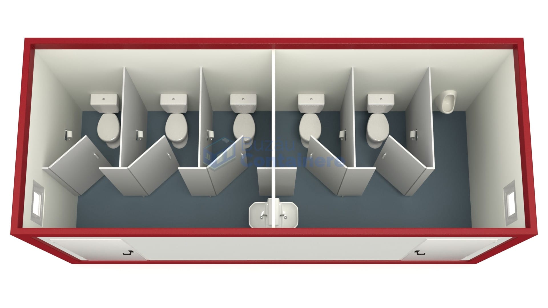 container sanitar buzau 6metri 5wc rosu
