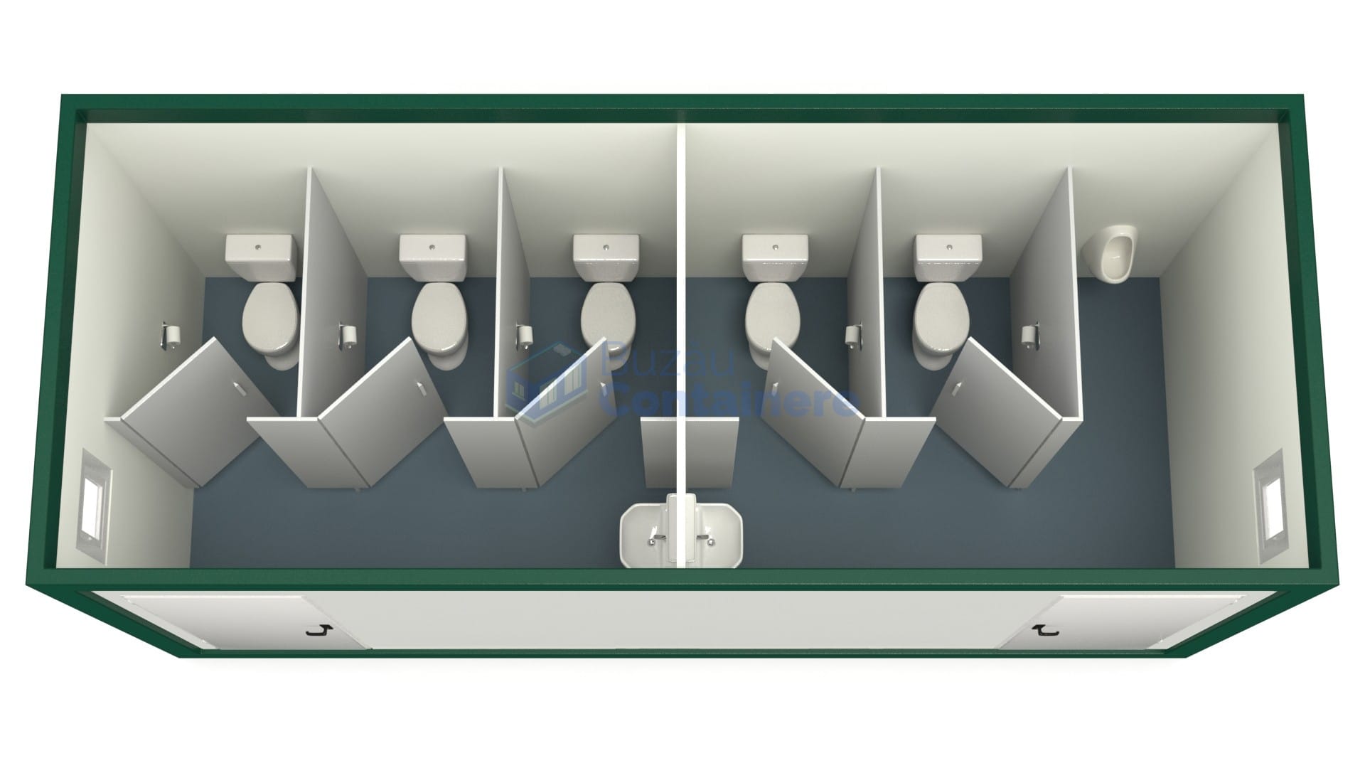 container sanitar buzau 6metri 5wc verde